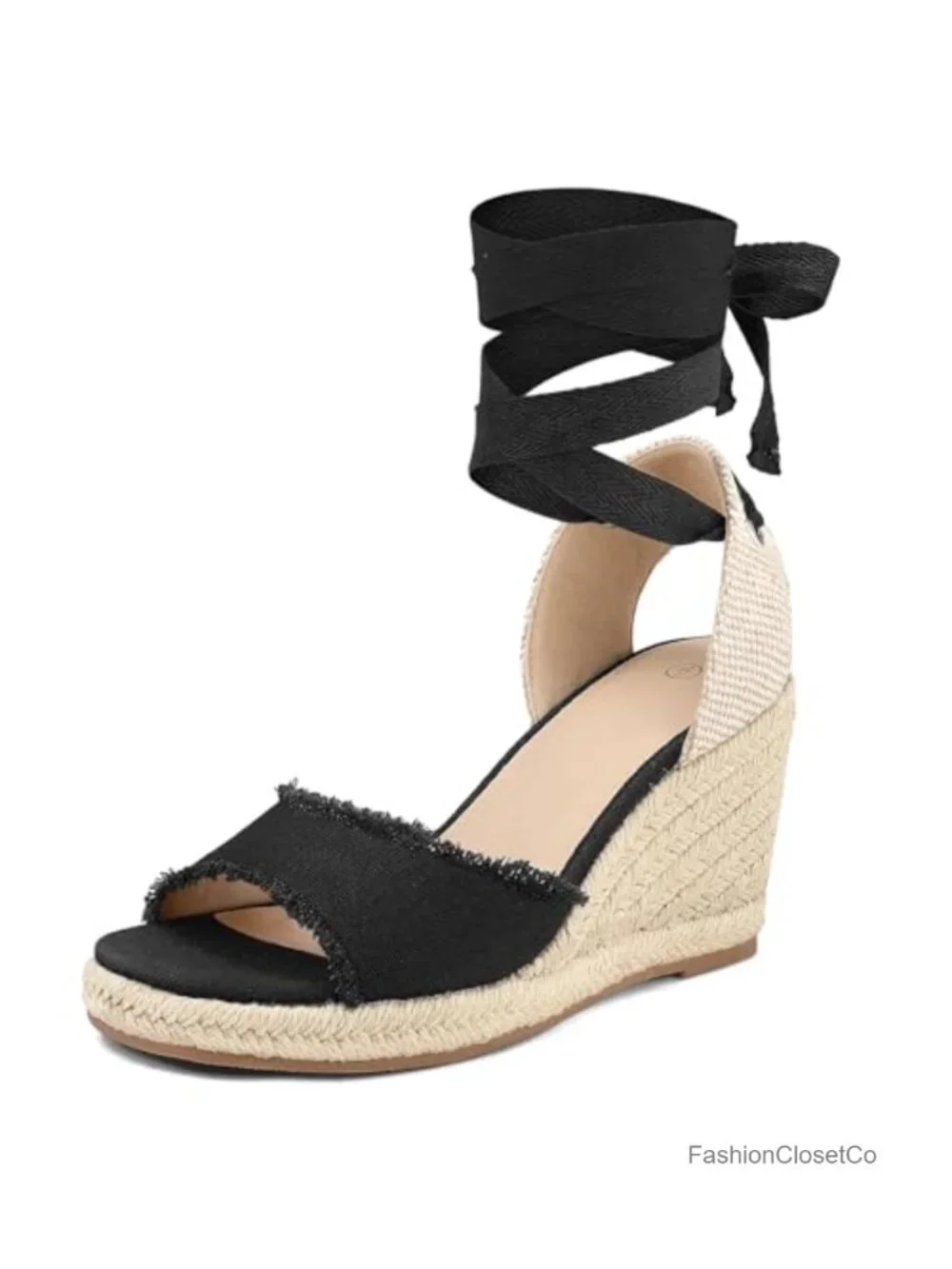 Women's Wedge Sandals Open Toe Espadrilles Platform Lace Up Ankle Strap